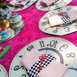 A photo of a table setting with clock placemats