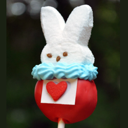A Peep bunny decorated to look like the White Rabbit